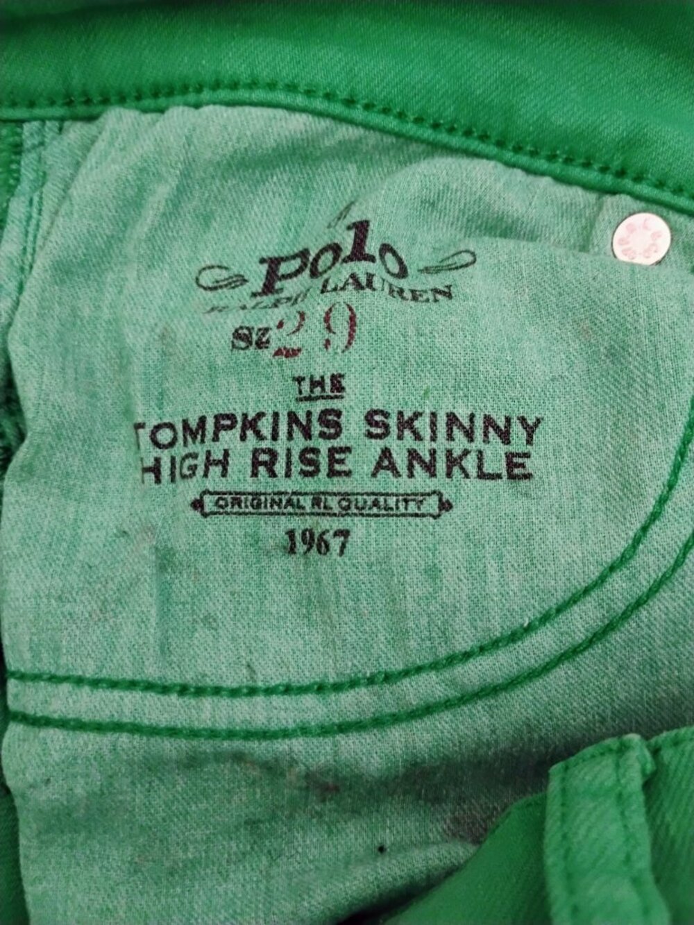 Polo Ralph Lauren Green Skinny Ankle Jeans size 29 - Picture 3 of 10